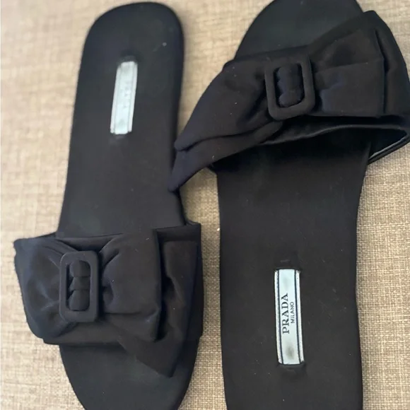 Prada Black Minimalist Sandals Prada thong-strap Flat Sandals | Black | FARFETCH main image 2